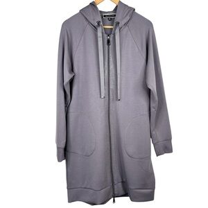 Melanie Lyne Lilac Purple Jewelled 2 Way Zip Long Line Hooded 2 Pocket Sweater M